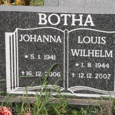 BOTHA Louis Wilhelm 1944-2007 &amp; Johanna 1941-2006