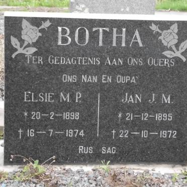 BOTHA Jan J.M. 1895-1972 &amp; Elsie M.P. 1898-1974