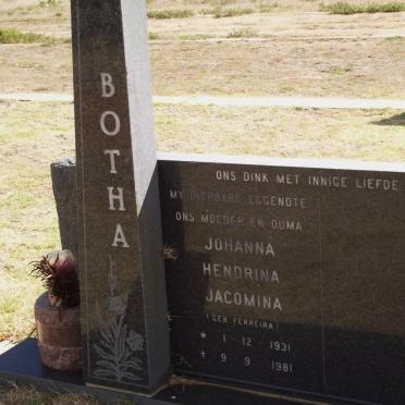 BOTHA Johanna Hendrina Jacomina nee FERREIRA 1931-1981
