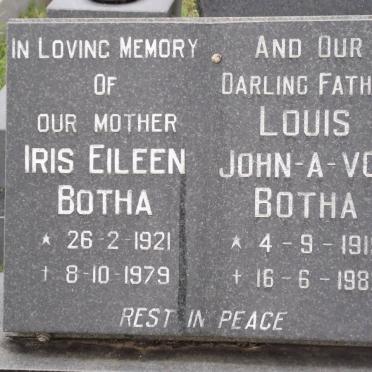 BOTHA Louis John-A-Von 1919-1982 &amp; Iris Eileen 1921-1979