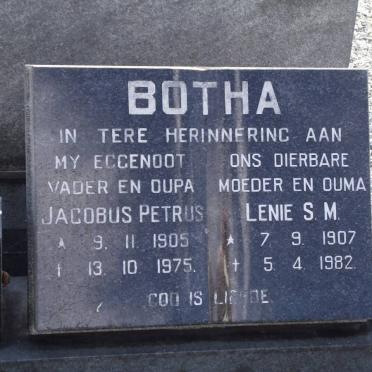 BOTHA Jacobus Petrus 1905-1975 &amp; Lenie S.M. 1907-1982