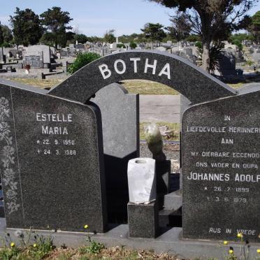BOTHA Johannes Adolph 1899-1979 :: BOTHA Estelle Maria 1950-1988