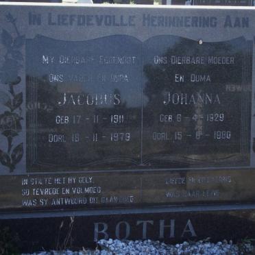 BOTHA Jacobus 1911-1979 &amp; Johanna 1929-1980