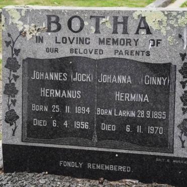 BOTHA Hermanus 1894-1956 &amp; Hermina 1895-1970