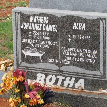 BOTHA Matheus Johannes Daniel 1951-2009 &amp; Alba 1953-