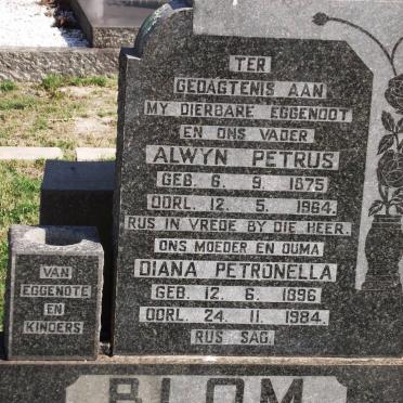BLOM Alwyn Petrus 1875-1964 &amp; Diana Petronella 1896-1984