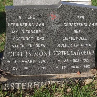 ESTERHUIZEN Gert 1918-1995 &amp; Gertruida 1921-1997