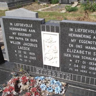 ETSEBETH Willem Jacobus Lacock 1929-2005 &amp; Elizabeth S.C. VAN SCHALKWYK 1934-1989