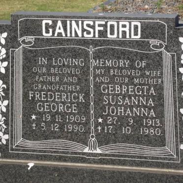 GAINSFORD Frederick George 1909-1990 &amp; Gebrechta Susanna Johanna 1913-1980