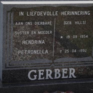 GERBER Hendrina Petronella nee HILLS 1954-1992