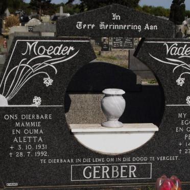 GERBER Petrus 1926-1967 &amp; Aletta 1931-1992