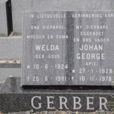 GERBER Welda GOUS 1924-1981 &amp; Johan George 1928-1978
