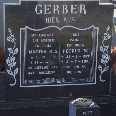 GERBER Martha M.S. 1918-1991 &amp; Petrus W. 1922-2001