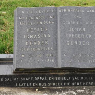 GERBER Johan Frederick 1912-1976 &amp; Hester Ignasina SCHNETLER 1913-1976