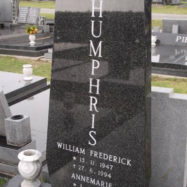 HUMPHRIS William Frederick 1947-1994 &amp; Annemarie 1948-