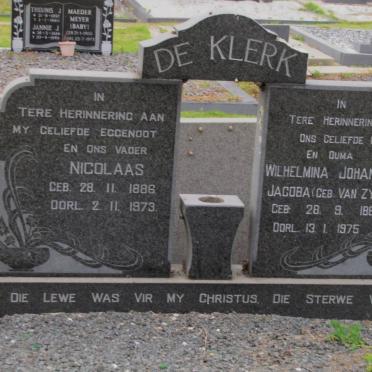 KLERK Nicolaas, de 1886-1973 &amp; Wilhelmina Johanna Jacoba VAN ZYL 1889-1975
