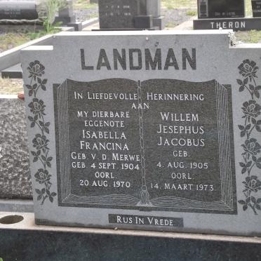 LANDMAN Willem Jesephus Jacobus 1905-1973 &amp; Isabella Francina V.D. MERWE 1904-1970