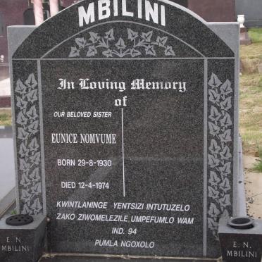 MBILINI Eunice Nomvume 1930-1974