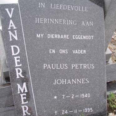 MERWE Paulus Petrus Johannes, van der 1940-1995