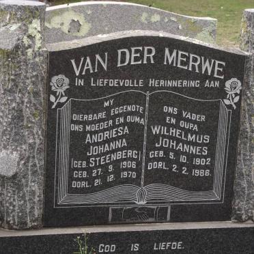 MERWE Wilhelmus Johannes, van der 1902-1986 &amp; Andriesa Johanna STEENBERG 1906-1970