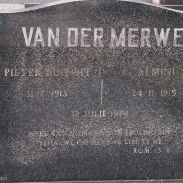 MERWE Pieter Du Toit, van der 1913-1974 &amp; Almini 1915-1974