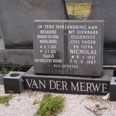 MERWE Nicholas, van der 1921-1987 &amp; Maria 1928-2005
