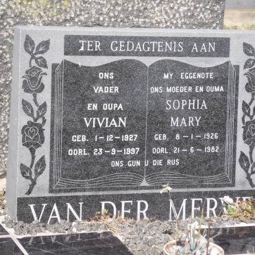 MERWE Vivian, van der 1927-1997 &amp; Sophia Mary 1926-1982
