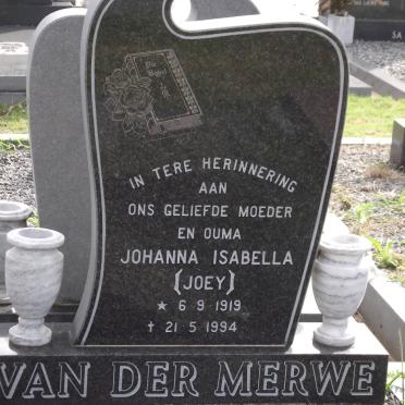MERWE Johanna Isabella, van der 1919-1994