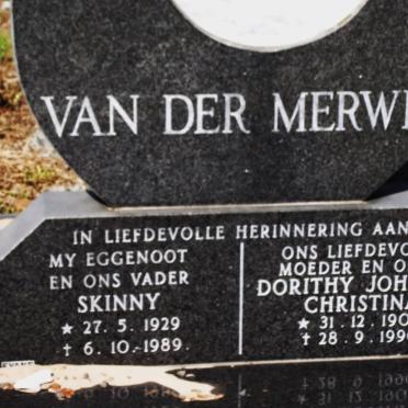 MERWE Martin J., van der 1929-1989 &amp; Dorithy Johanna Christina 1908-1990