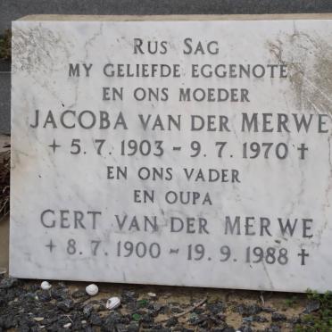 MERWE Gert, van der 1900-1988 &amp; Jacoba 1903-1970