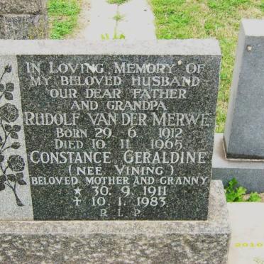 MERWE Rudolf, van der 1912-1965 :: GIFFORD Constance Geraldine formerly VAN DER MERWE nee VINING 1911-1983