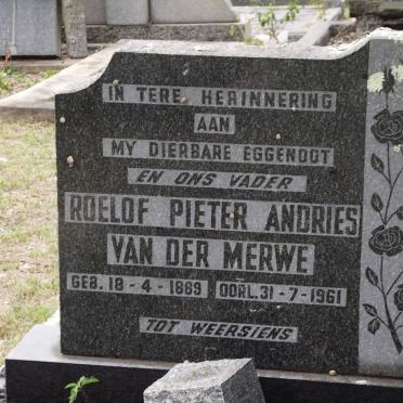 MERWE Roelof Pieter Andries, van der 1889-1961