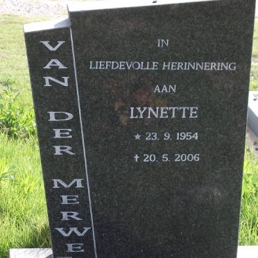 MERWE Lynette, van der 1954-2006
