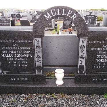 MULLER Maria Johanna SAAYMAN 1924-1986 &amp; Sydney Norman 1928-1997