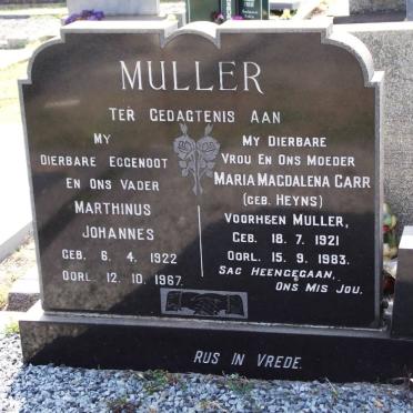MULLER Marthinus Johannes 1922-1967 :: CARR Maria Magdalena formerly MULLER nee HEYNS 1921-1983