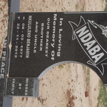 NDABA Nkululeko Benjamin 1977-2012