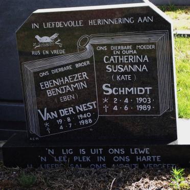 NEST Ebenhaezer Benjamin, van der 1940-1988 :: SCHMIDT Catherina Susanna 1903-1989
