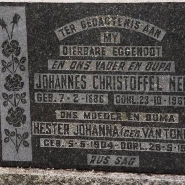 NEL Johannes Christoffel 1886-1962 &amp; Hester Johanna VAN TONDER 1904-1976