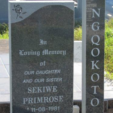 NGQOKOTO Sekiwe Primrose 1981-2010