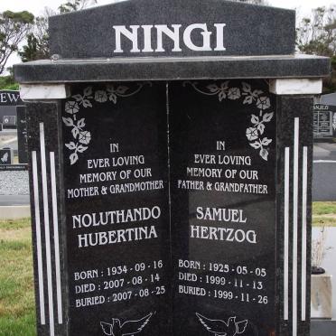 NINGI Samuel Hertzog 1925-1999 &amp; Noluthando Hubertina 1934-2007