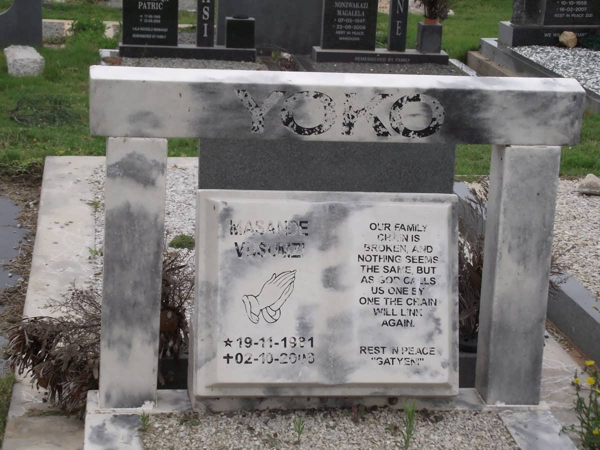 YOKO Masande Vusumzi 1981-2006