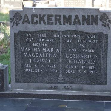 ACKERMANN Gerhardus Johannes 1894-1972 &amp; Martha Maria Magdalena 1897-1990