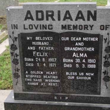 ADRIAAN Felix 1907-1971 &amp; Alma 1910-1988