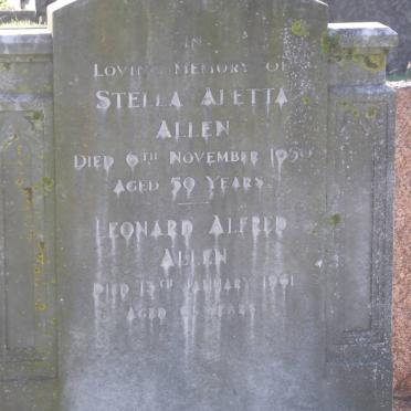 ALLEN Stella Aletta -1950 &amp; Leonard Alfred -1961