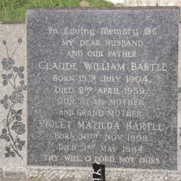 BARTLE Claude William 1904-1959 &amp; Violet Matilda 1899-1984