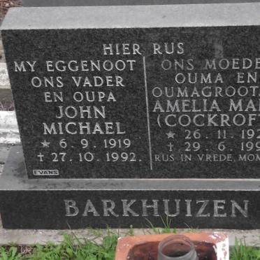 BARKHUIZEN John Michael 1919-1992 &amp; Amelia Mary COCKROFT 1921-1998