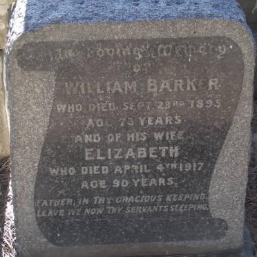 BARKER William -1895 &amp; Elizabeth -1917