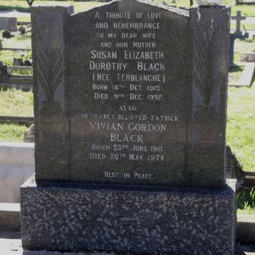 BLACK Vivian Gordon 1911-1974 &amp; Susan Elizabeth Dorothy TERBLANCHE 1915-1957