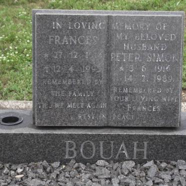 BOUAH Frances 1914-1995 &amp; Peter Simon 1916-1989