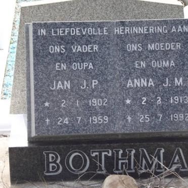 BOTHMA Jan J.P. 1902-1959 &amp; Anna J.M. 1913-1992